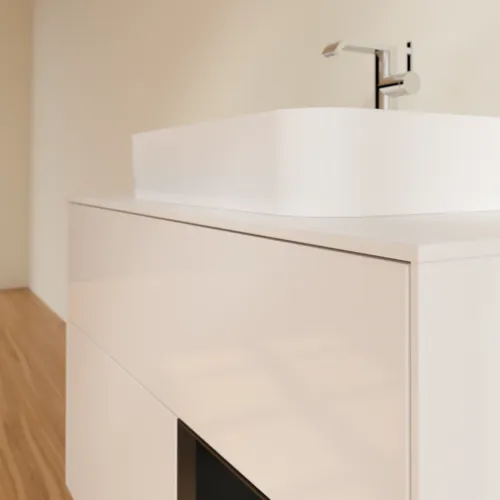 VILLEROY BOCH Umyvadlová skříňka Finion, s osvětlením, 2 výsuvy, 1000 x 603 x 501 mm, lesklý bílý lak / černý matný lak / bílé matné sklo #F371PDGF, obrázek 6
