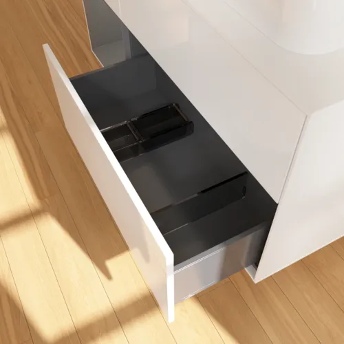 VILLEROY BOCH Toaletní skříňka Finion, s osvětlením, 3 výsuvy, 1200 x 603 x 501 mm, lesklý bílý lak / antracitový matný lak / bílé matné sklo #F391GKGF, obrázek 7