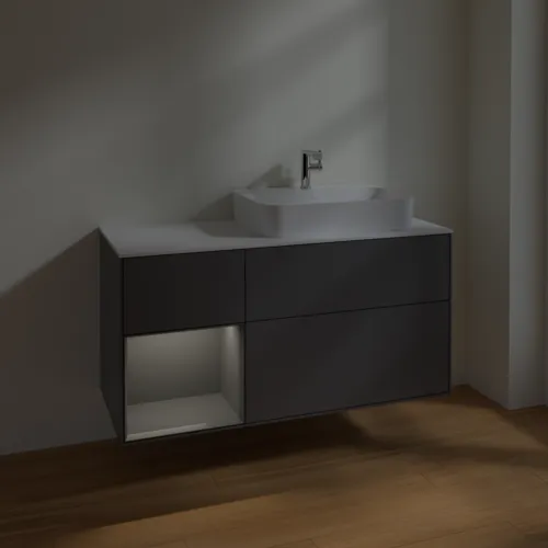 VILLEROY BOCH Toaletní skříňka Finion, s osvětlením, 3 výsuvy, 1200 x 603 x 501 mm, antracit matný lak / antracit matný lak / sklo bílé matné #F391GKGK, obrázek 5