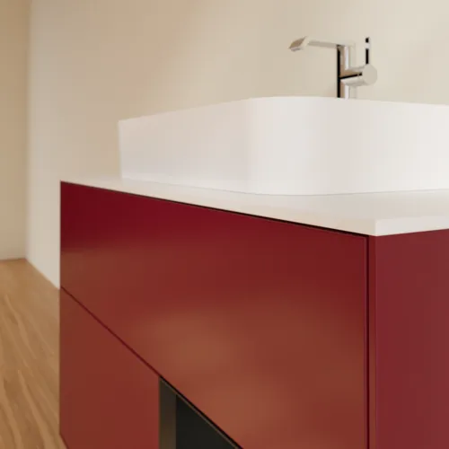 VILLEROY BOCH Toaletní skříňka Finion, s osvětlením, 2 výsuvy, 1000 x 603 x 501 mm, Pivoňka matný lak / Černý matný lak / Sklo bílé matné #F371PDHB, obrázek 6