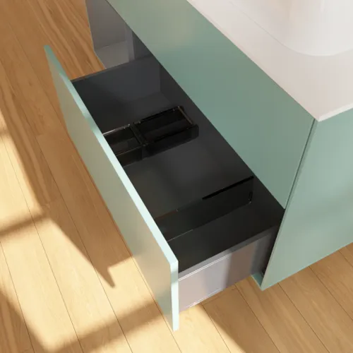 VILLEROY BOCH Toaletní skříňka Finion, s osvětlením, 3 výsuvy, 1200 x 603 x 501 mm, olivový matný lak / antracitový matný lak / bílé matné sklo #F391GKGM, obrázek 7