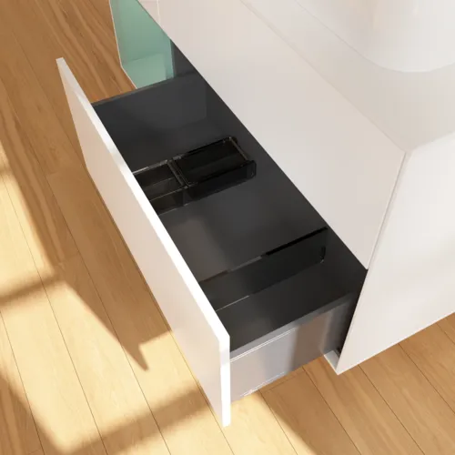 VILLEROY BOCH Toaletní skříňka Finion, s osvětlením, 3 výsuvy, 1200 x 603 x 501 mm, bílý matný lak / olivový matný lak / sklo bílé matné #F391GMMT, obrázek 7