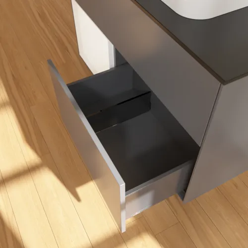 VILLEROY BOCH Toaletní skříňka Finion, s osvětlením, 2 výsuvy, 1000 x 603 x 501 mm, antracitový matný lak / bílý matný lak / černé matné sklo #F362MTGK, obrázek 7
