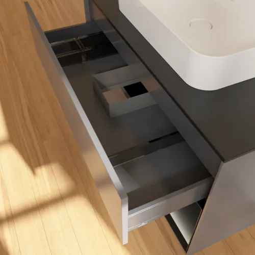 VILLEROY BOCH Toaletní skříňka Finion, s osvětlením, 2 výsuvy, 1000 x 603 x 501 mm, antracitový matný lak / černý matný lak / černé matné sklo #F372PDGK, obrázek 8