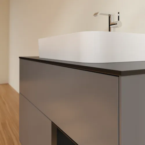 VILLEROY BOCH Toaletní skříňka Finion, s osvětlením, 2 výsuvy, 1000 x 603 x 501 mm, antracitový matný lak / černý matný lak / černé matné sklo #F372PDGK, obrázek 6