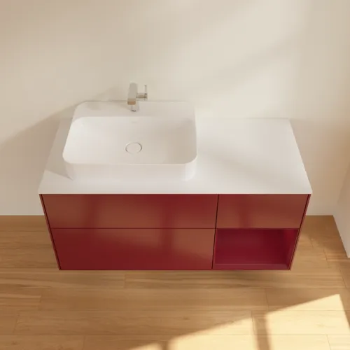 VILLEROY BOCH Toaletní skříňka Finion, s osvětlením, 3 výsuvy, 1200 x 603 x 501 mm, Peony Matt Lacquer / Peony Matt Lacquer / Glass White Matt #F401HBHB, obrázek 4