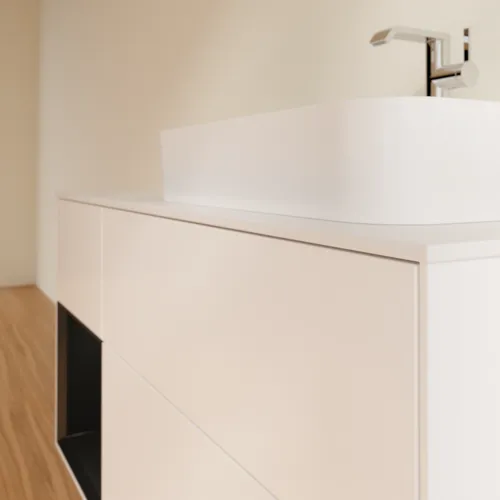 VILLEROY BOCH Toaletní skříňka Finion, s osvětlením, 3 výsuvy, 1200 x 603 x 501 mm, bílý matný lak / černý matný lak / bílé matné sklo #F391PDMT, obrázek 6