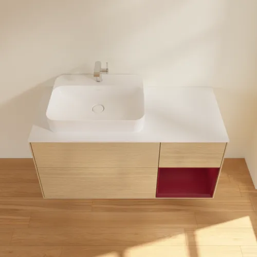 VILLEROY BOCH Toaletní skříňka Finion, s osvětlením, 3 výsuvy, 1200 x 603 x 501 mm, dubová dýha / matný lak Pivoňka / matné bílé sklo #F401HBPC, obrázek 4