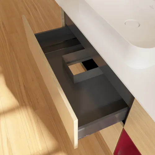 VILLEROY BOCH Toaletní skříňka Finion, s osvětlením, 3 výsuvy, 1200 x 603 x 501 mm, dubová dýha / matný lak Pivoňka / matné bílé sklo #F401HBPC, obrázek 8