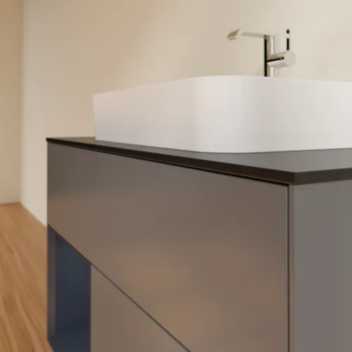 VILLEROY BOCH Toaletní skříňka Finion, s osvětlením, 2 výsuvy, 1000 x 603 x 501 mm, antracitový matný lak / půlnoční modrý matný lak / černé matné sklo #F362HGGK, obrázek 6