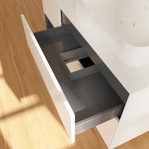 VILLEROY BOCH Toaletní skříňka Finion, s osvětlením, 3 výsuvy, 1200 x 603 x 501 mm, bílý matný lak / půlnoční modrý matný lak / bílé matné sklo #F391HGMT, obrázek 8
