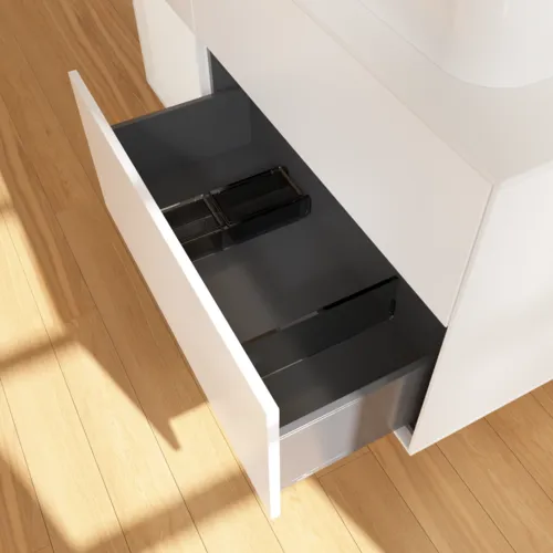 VILLEROY BOCH Umyvadlová skříňka Finion, s osvětlením, 3 výsuvy, 1200 x 603 x 501 mm, bílý matný lak / bílý lesklý lak / bílé matné sklo #F391GFMT, obrázek 7