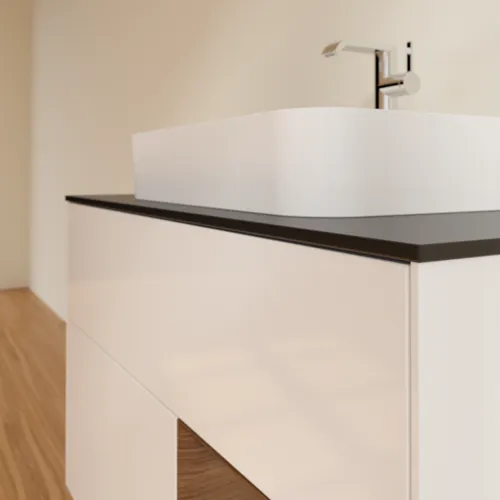 VILLEROY BOCH Toaletní skříňka Finion, s osvětlením, 2 výsuvy, 1000 x 603 x 501 mm, lesklý bílý lak / ořechová dýha / černé matné sklo #F372GNGF, obrázek 6
