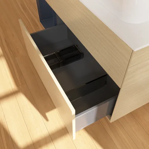 VILLEROY BOCH Toaletní skříňka Finion, s osvětlením, 3 výsuvy, 1200 x 603 x 501 mm, dubová dýha / půlnočně modrý matný lak / bílé matné sklo #F391HGPC, obrázek 7