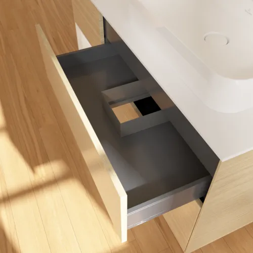 VILLEROY BOCH Toaletní skříňka Finion, s osvětlením, 3 výsuvy, 1200 x 603 x 501 mm, dubová dýha / lesklý bílý lak / sklo bílé matné #F391GFPC, obrázek 8
