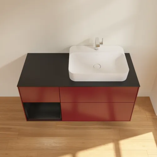 VILLEROY BOCH Toaletní skříňka Finion, s osvětlením, 3 výsuvy, 1200 x 603 x 501 mm, Peony Matt Lacquer / Black Matt Lacquer / Glass Black Matt #F392PDHB, obrázek 4