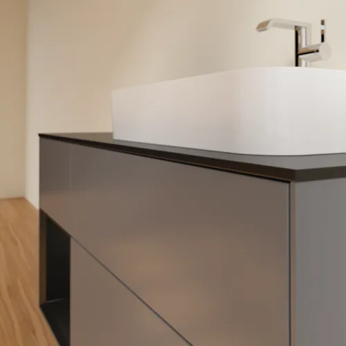 VILLEROY BOCH Toaletní skříňka Finion, s osvětlením, 3 výsuvy, 1200 x 603 x 501 mm, antracitový matný lak / černý matný lak / černé matné sklo #F392PDGK, obrázek 6