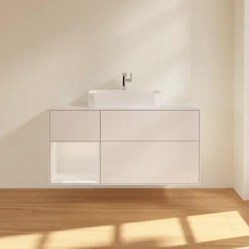 VILLEROY BOCH Toaletní skříňka Finion, s osvětlením, 3 výsuvy, 1200 x 603 x 501 mm, lesklý bílý lak / lesklý bílý lak / sklo bílé matné #F411GFGF, obrázek 3