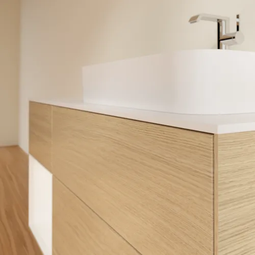 VILLEROY BOCH Toaletní skříňka Finion, s osvětlením, 3 výsuvy, 1200 x 603 x 501 mm, dubová dýha / bílý matný lak / bílé matné sklo #F391MTPC, obrázek 6