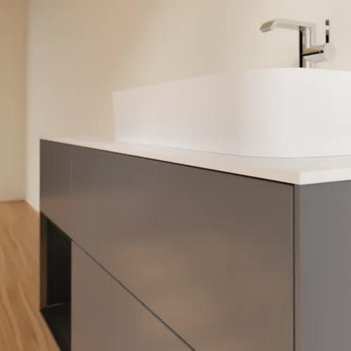 VILLEROY BOCH Toaletní skříňka Finion, s osvětlením, 3 výsuvy, 1200 x 603 x 501 mm, antracitový matný lak / černý matný lak / bílé matné sklo #F391PDGK, obrázek 6