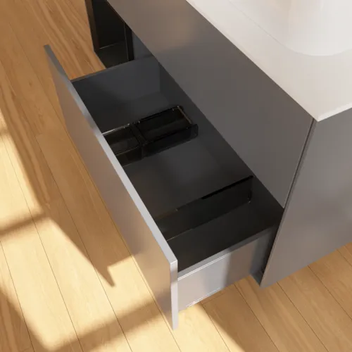 VILLEROY BOCH Toaletní skříňka Finion, s osvětlením, 3 výsuvy, 1200 x 603 x 501 mm, antracitový matný lak / černý matný lak / bílé matné sklo #F391PDGK, obrázek 7