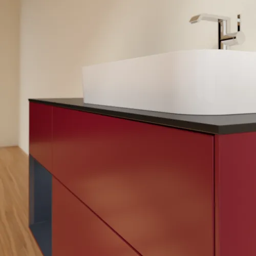 VILLEROY BOCH Toaletní skříňka Finion, s osvětlením, 3 výsuvy, 1200 x 603 x 501 mm, Peony Matt Lacquer / Midnight Blue Matt Lacquer / Glass Black Matt #F392HGHB, obrázek 6