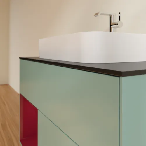 VILLEROY BOCH Toaletní skříňka Finion, s osvětlením, 2 výsuvy, 1000 x 603 x 501 mm, olivový matný lak / pivoňkový matný lak / černé matné sklo #F362HBGM, obrázek 6