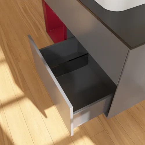 VILLEROY BOCH Toaletní skříňka Finion, s osvětlením, 2 výsuvy, 1000 x 603 x 501 mm, antracitový matný lak / pivoňkový matný lak / černé matné sklo #F362HBGK, obrázek 7