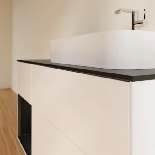 VILLEROY BOCH Toaletní skříňka Finion, s osvětlením, 3 výsuvy, 1200 x 603 x 501 mm, bílý matný lak / černý matný lak / černé matné sklo #F392PDMT, obrázek 6