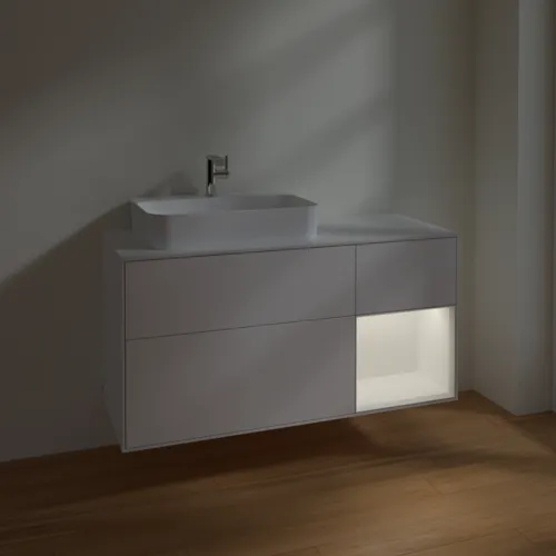 VILLEROY BOCH Toaletní skříňka Finion, s osvětlením, 3 výsuvy, 1200 x 603 x 501 mm, bílý matný lak / bílý matný lak / sklo bílé matné #F401MTMT, obrázek 5