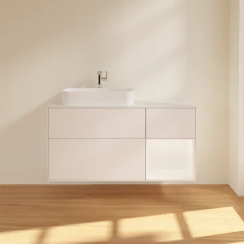VILLEROY BOCH Toaletní skříňka Finion, s osvětlením, 3 výsuvy, 1200 x 603 x 501 mm, bílý matný lak / bílý matný lak / sklo bílé matné #F401MTMT, obrázek 3