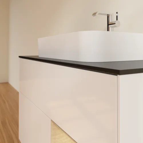 VILLEROY BOCH Toaletní skříňka Finion, s osvětlením, 2 výsuvy, 1000 x 603 x 501 mm, lesklý bílý lak / dubová dýha / černé matné sklo #F372PCGF, obrázek 6