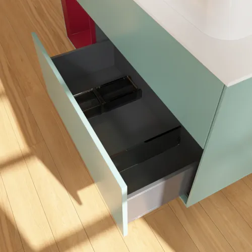 VILLEROY BOCH Toaletní skříňka Finion, s osvětlením, 3 výsuvy, 1200 x 603 x 501 mm, olivový matný lak / pivoňkový matný lak / bílé matné sklo #F391HBGM, obrázek 7