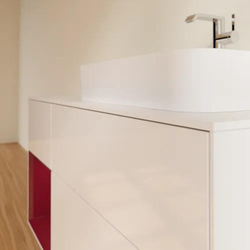 VILLEROY BOCH Toaletní skříňka Finion, s osvětlením, 3 výsuvy, 1200 x 603 x 501 mm, lesklý bílý lak / matný lak Pivoňka / matné bílé sklo #F391HBGF, obrázek 6