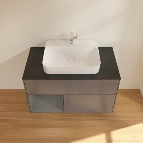 VILLEROY BOCH Toaletní skříňka Finion, s osvětlením, 2 výsuvy, 1000 x 603 x 501 mm, antracit matný lak / antracit matný lak / sklo černé matné #F362GKGK, obrázek 4