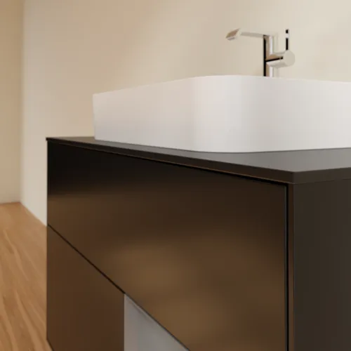 VILLEROY BOCH Toaletní skříňka Finion, s osvětlením, 2 výsuvy, 1000 x 603 x 501 mm, černý matný lak / antracitový matný lak / černé matné sklo #F372GKPD, obrázek 6