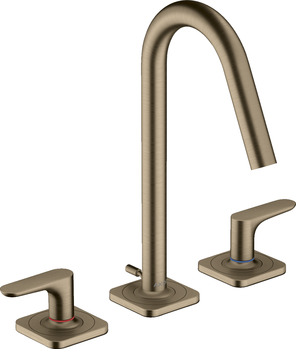 HANSGROHE AXOR Citterio M tříotvorová umyvadlová baterie 160 s pákovými rukojeťmi, rozetami a výsuvným odpadem #34133820 - kartáčovaný nikl