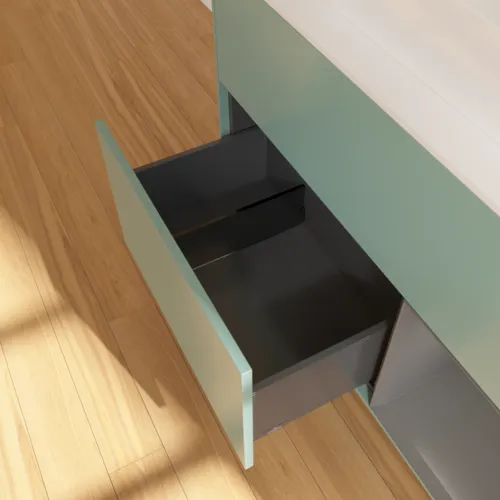 VILLEROY BOCH Toaletní skříňka Finion, s osvětlením, 2 výsuvy, 1000 x 603 x 501 mm, olivový matný lak / antracitový matný lak / bílé matné sklo #F371GKGM, obrázek 7