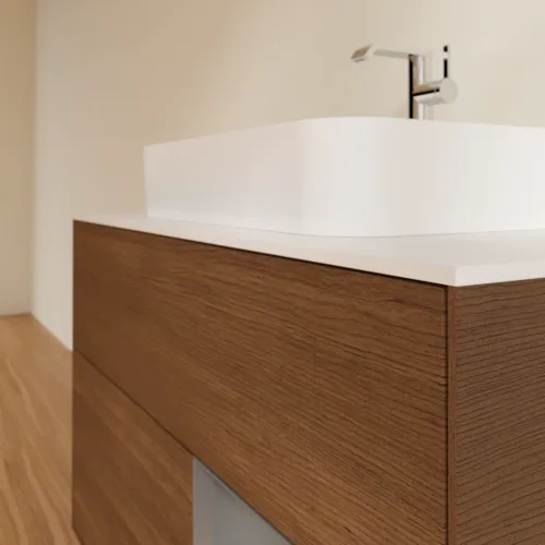 VILLEROY BOCH Toaletní skříňka Finion, s osvětlením, 2 výsuvy, 1000 x 603 x 501 mm, ořechová dýha / antracitový matný lak / bílé matné sklo #F371GKGN, obrázek 6