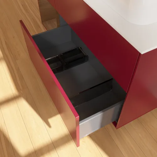 VILLEROY BOCH Toaletní skříňka Finion, s osvětlením, 3 výsuvy, 1200 x 603 x 501 mm, matný lak Peony / ořechová dýha / bílé matné sklo #F391GNHB, obrázek 7