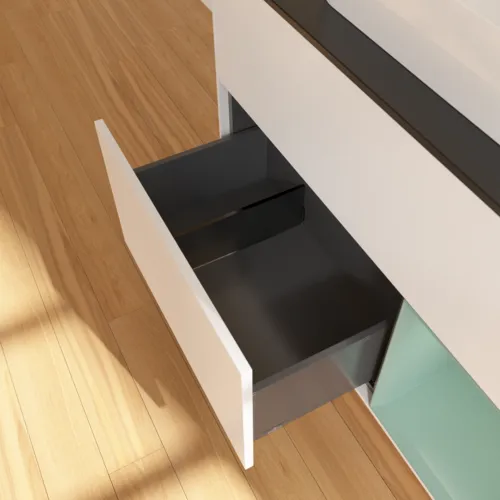 VILLEROY BOCH Toaletní skříňka Finion, s osvětlením, 2 výsuvy, 1000 x 603 x 501 mm, bílý matný lak / olivový matný lak / černé matné sklo #F372GMMT, obrázek 7