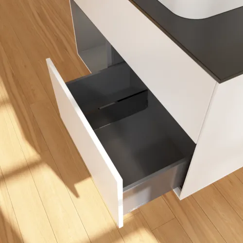 VILLEROY BOCH Toaletní skříňka Finion, s osvětlením, 2 výsuvy, 1000 x 603 x 501 mm, bílý matný lak / antracitový matný lak / černé matné sklo #F362GKMT, obrázek 7