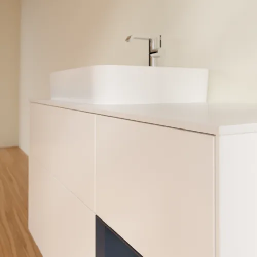 VILLEROY BOCH Toaletní skříňka Finion, s osvětlením, 3 výsuvy, 1200 x 603 x 501 mm, bílý matný lak / půlnoční modrý matný lak / bílé matné sklo #F401HGMT, obrázek 6