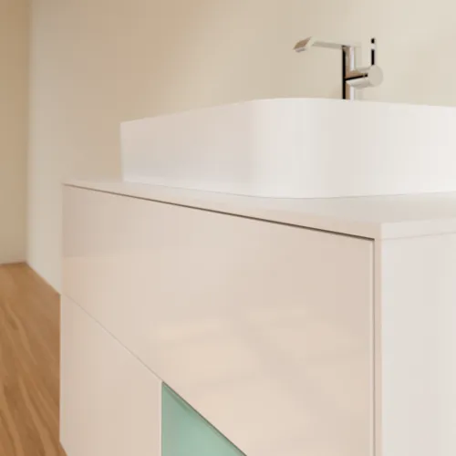 VILLEROY BOCH Toaletní skříňka Finion, s osvětlením, 2 výsuvy, 1000 x 603 x 501 mm, lesklý bílý lak / olivově matný lak / sklo bílé matné #F371GMGF, obrázek 6