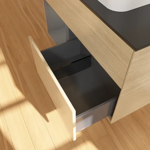 VILLEROY BOCH Toaletní skříňka Finion, s osvětlením, 2 výsuvy, 1000 x 603 x 501 mm, dubová dýha / antracitový matný lak / černé matné sklo #F362GKPC, obrázek 7