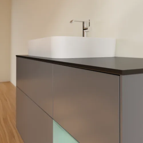 VILLEROY BOCH Toaletní skříňka Finion, s osvětlením, 3 výsuvy, 1200 x 603 x 501 mm, antracitový matný lak / olivový matný lak / černé matné sklo #F402GMGK, obrázek 6
