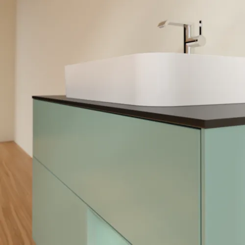VILLEROY BOCH Toaletní skříňka Finion, s osvětlením, 2 výsuvy, 1000 x 603 x 501 mm, olivově matný lak / olivově matný lak / sklo černé matné #F372GMGM, obrázek 6