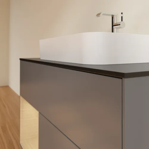 VILLEROY BOCH Toaletní skříňka Finion, s osvětlením, 2 výsuvy, 1000 x 603 x 501 mm, antracitový matný lak / dubová dýha / černé matné sklo #F362PCGK, obrázek 6