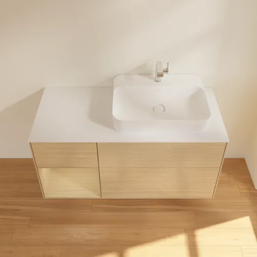 VILLEROY BOCH Toaletní skříňka Finion, s osvětlením, 3 výsuvy, 1200 x 603 x 501 mm, dubová dýha / dubová dýha / sklo bílé matné #F391PCPC, obrázek 4