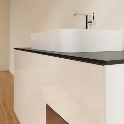 VILLEROY BOCH Toaletní skříňka Finion, s osvětlením, 3 výsuvy, 1200 x 603 x 501 mm, lesklý bílý lak / ořechová dýha / černé matné sklo #F422GNGF, obrázek 6